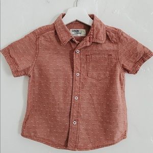 Boys Red Denim Button Up. //